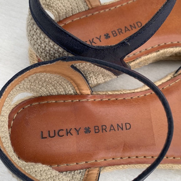Lucky Brand Flairr Blue Leather Espadrilles Sandals - Picture 5 of 12